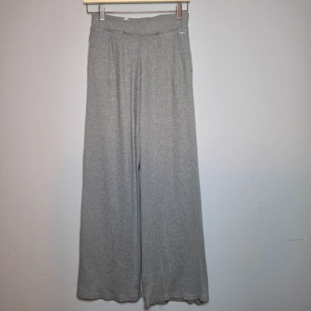 Hollister Ribbed Knit Wide Leg Sleep Lounge Pants Gray Size Small